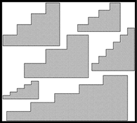 Image showing 6 different sets of stairs with different sized steps.